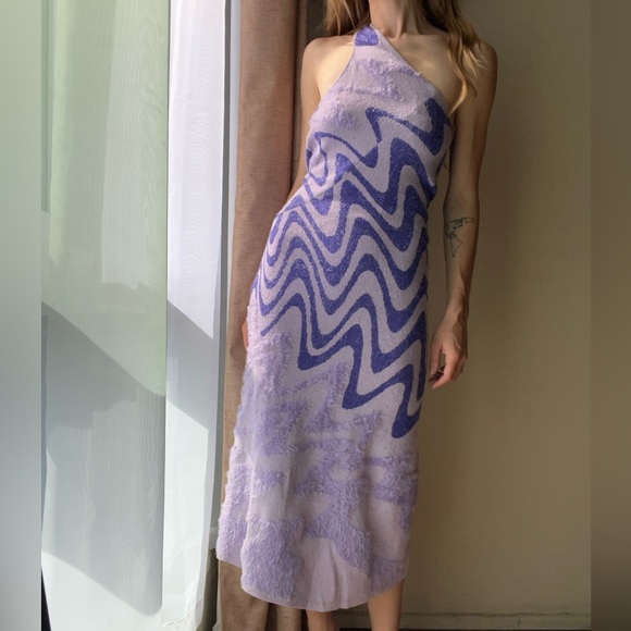 House of Sunny Purple Squiggle Midi Dress - Picture 3 of 8
